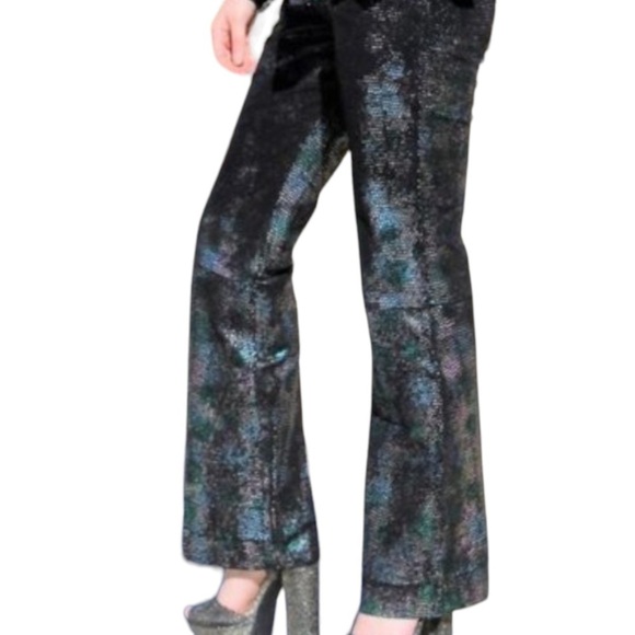 VINTAGE Maxima Wilson's Leather Disco Retro Snake Skin Flare Leather Pants Sz 6 - Picture 2 of 12